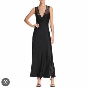 NWT Donna Karan Black Lace Full Length Slip Dress